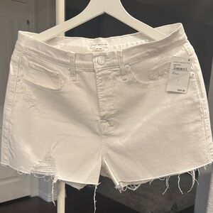Good American White Distressed Jean Shorts